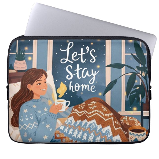 Celebrate cozy nights knitted blanket laptop sleeve (Front)
