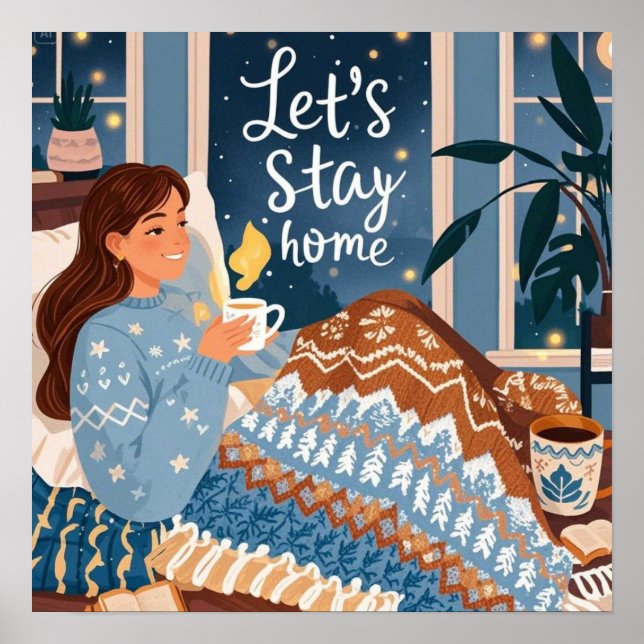 Celebrate cozy nights knitted blanket poster (Front)