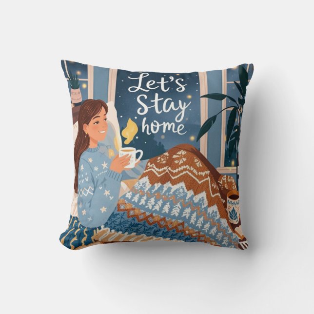 Celebrate cozy nights knitted blanket throw pillow (Front)