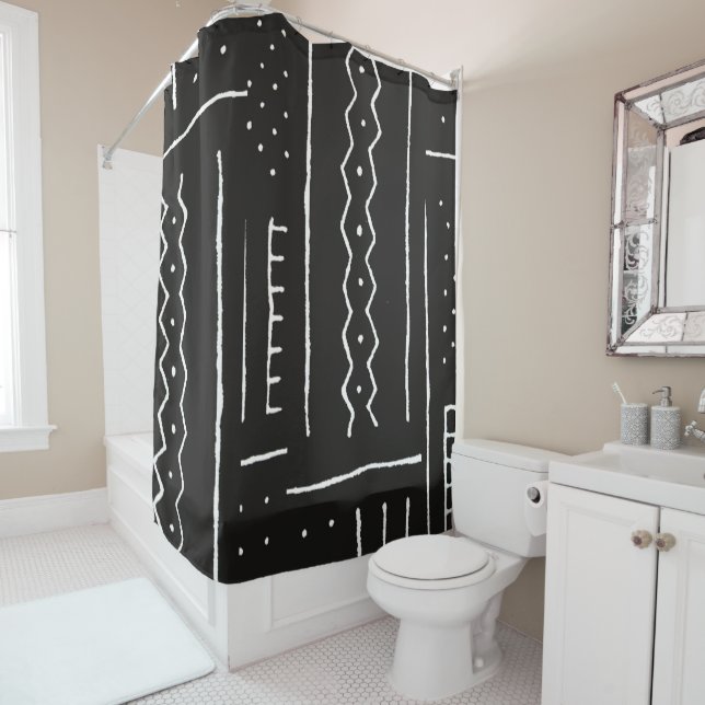 “Celebrate Culture in Every Line” Shower Curtain (In Situ)