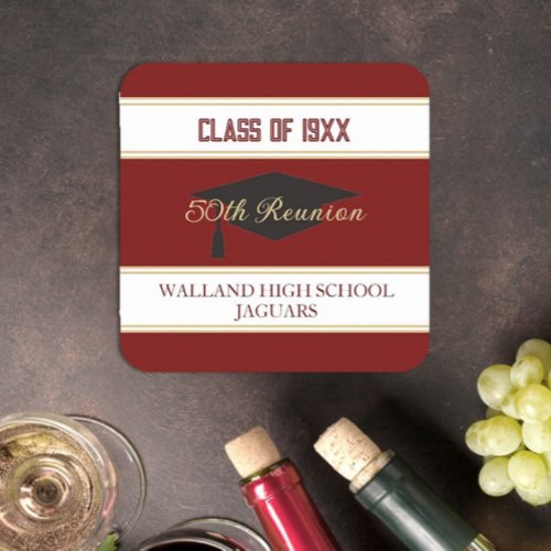 Celebrate CUSTOM Class Reunion  Square Paper Coaster