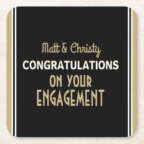 Celebrate Custom Engagement party  Square Paper C Square Paper Coaster