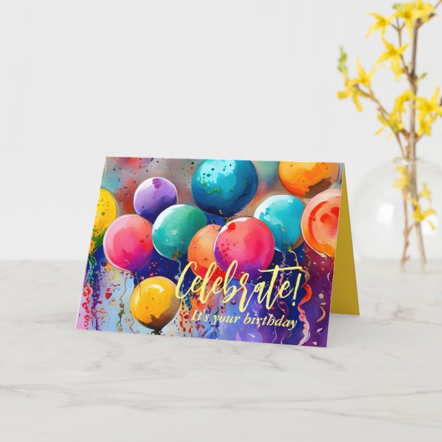 Celebrate! Custom Text Any Occasion Card (Yellow Flower)