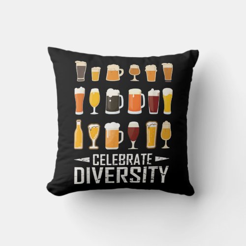 Celebrate Diversity Beer Drinker Dad Fathers Day Throw Pillow