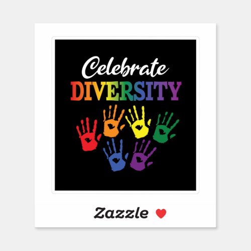 Celebrate Diversity Black Sticker