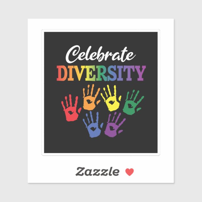 'Celebrate Diversity' (Black) Sticker (Sheet)