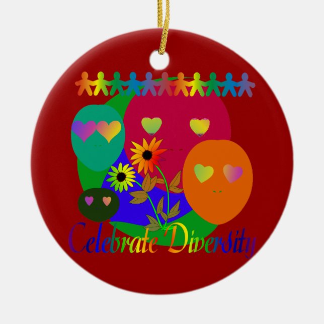 Celebrate Diversity Ceramic Ornament (Front)