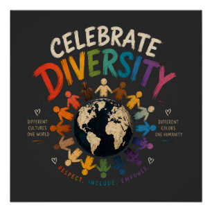 Celebrate Diversity Different Cultures One World Poster
