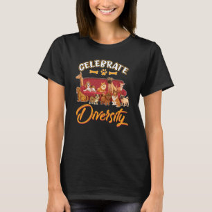 Celebrate Diversity Funny Cute Dog  & Walkers T-Shirt