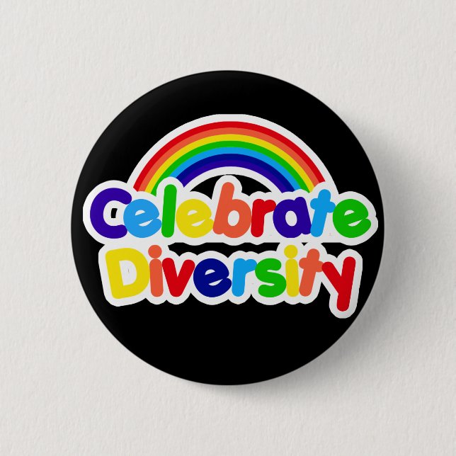 Celebrate Diversity Gay Pride Rainbow Button (Front)