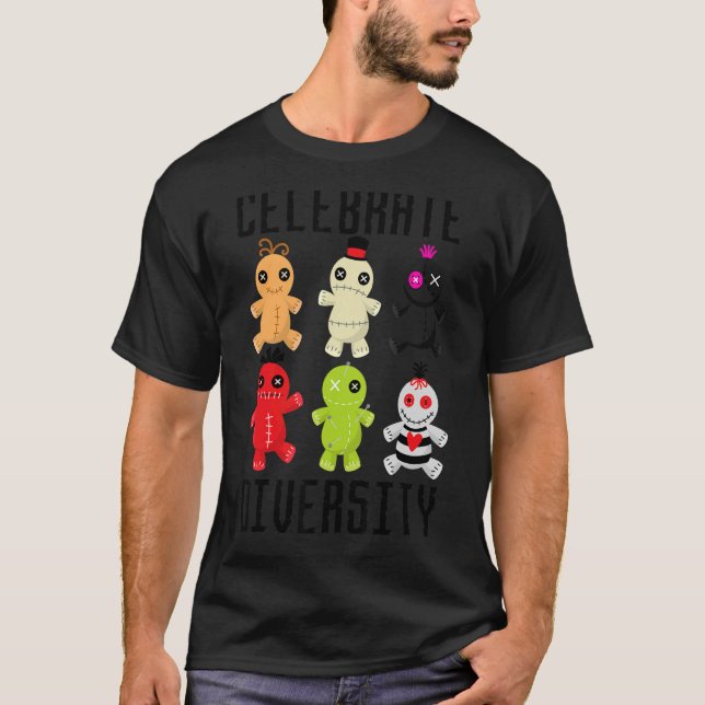 Celebrate Diversity Halloween Voodoo Doll 5 T-Shirt (Front)