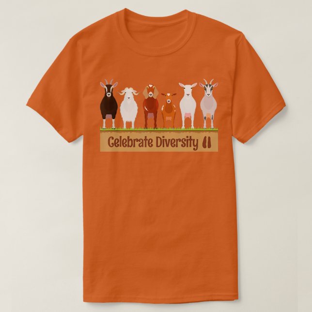 Celebrate Diversity Pet Funny Goats s for Goat Lov T-Shirt (Design Front)