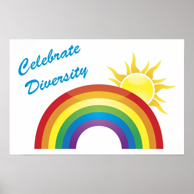 Celebrate Diversity Rainbow and Sun Posters,Prints Poster (Front)