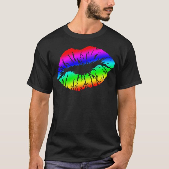 Celebrate Diversity Rainbow Lips Print! T-Shirt (Front)