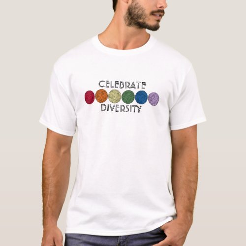 Celebrate Diversity Rainbow Yarn Graphic  T_Shirt