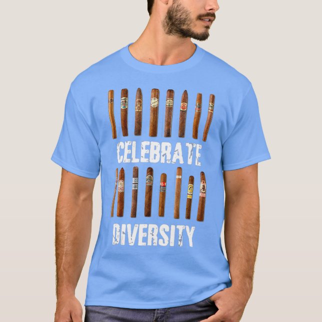 Celebrate Diversity Smoke Cigars  Cigar Smoking T-Shirt (Front)