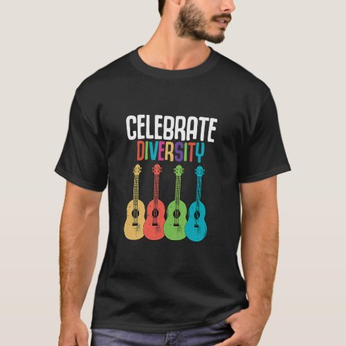 Celebrate Diversity  Ukulele Player Music  Graphic T_Shirt