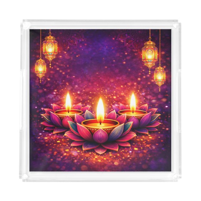Celebrate Diwali Festival, Acrylic Tray (Front)