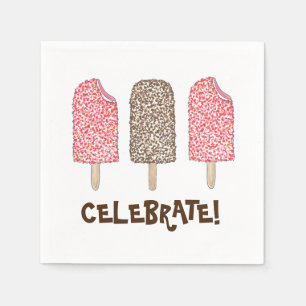 Celebrate! Eclair Ice Cream Popsicles Foodie Paper Napkins