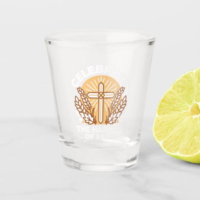 Celebrate Faith with Harvest – Inspirational Art Shot Glass (Front)