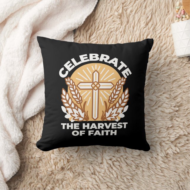 Celebrate Faith with Harvest – Inspirational Art Throw Pillow (Blanket)