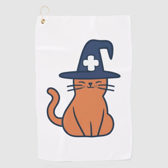 Celebrate Fall with a Feline Twist - One Spooky Nu Golf Towel (Front)