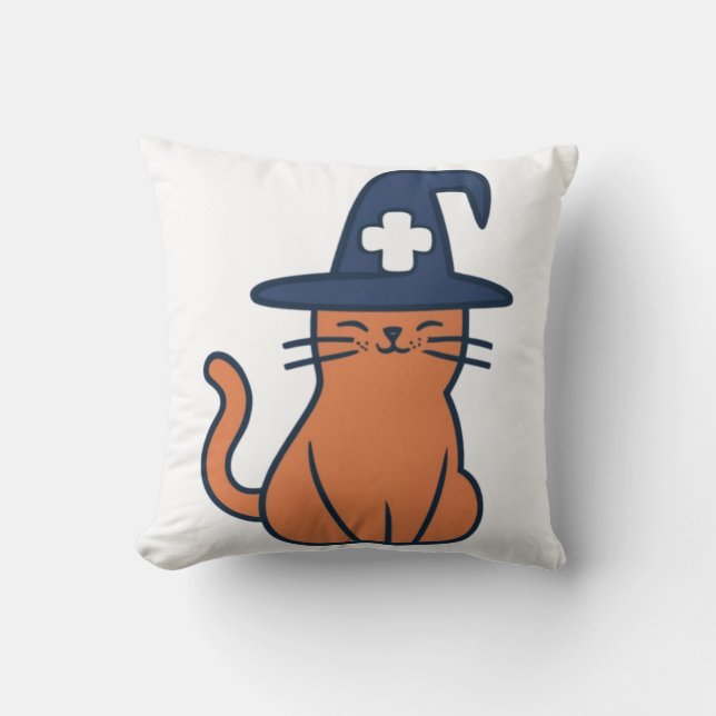 Celebrate Fall with a Feline Twist - One Spooky Nu Throw Pillow (Front)