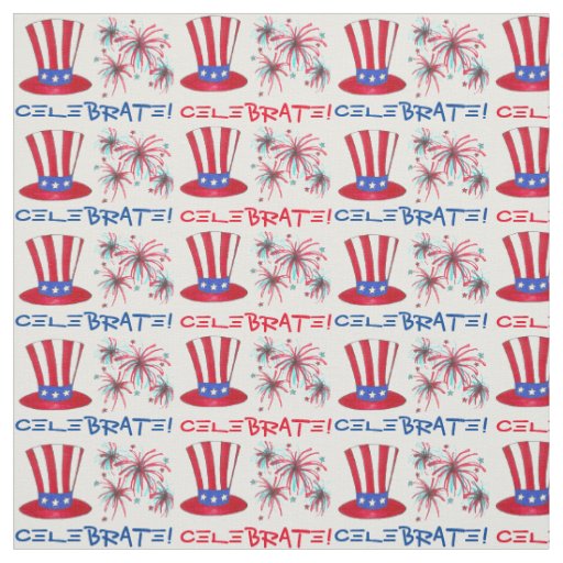 Celebrate Fourth 4th July USA Fireworks Patriotic Fabric