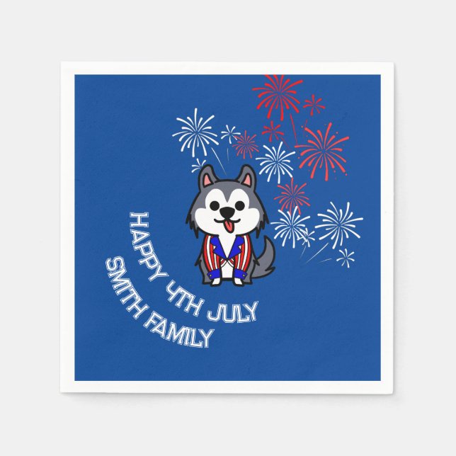 Celebrate Freedom - Cartoon dog - 4th of july Napkins (Front)