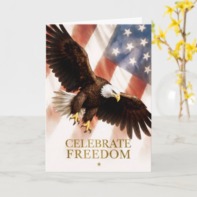 Celebrate Freedom Eagle Card (Yellow Flower)