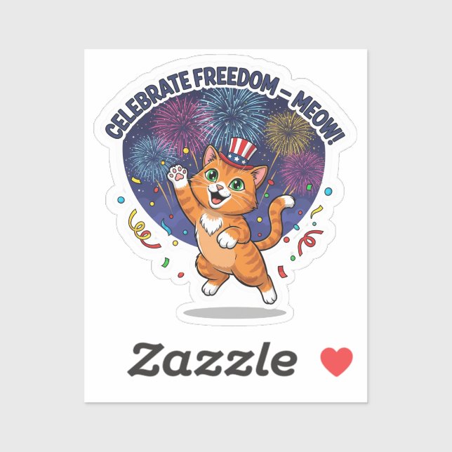 Celebrate Freedom – Meow! Patriotic Cat Sticker (Sheet)