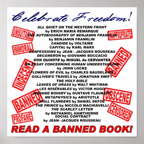 Celebrate Freedom  Read a BANNED Book stamp Poster