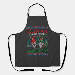 Celebrate Gnomies Christmas Gnomes Trees Reindeer Apron