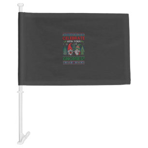 Celebrate Gnomies Christmas Gnomes Trees Reindeer Car Flag