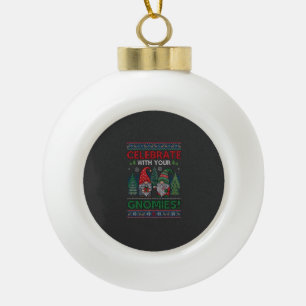 Celebrate Gnomies Christmas Gnomes Trees Reindeer Ceramic Ball Christmas Ornament