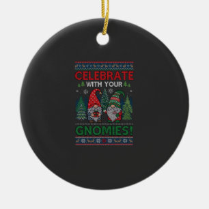 Celebrate Gnomies Christmas Gnomes Trees Reindeer Ceramic Ornament