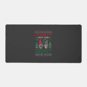 Celebrate Gnomies Christmas Gnomes Trees Reindeer Desk Mat