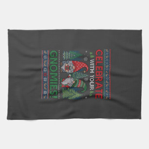 Celebrate Gnomies Christmas Gnomes Trees Reindeer Kitchen Towel