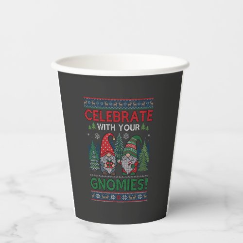 Celebrate Gnomies Christmas Gnomes Trees Reindeer Paper Cups