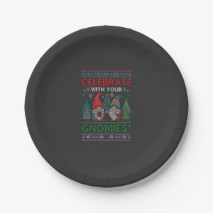 Celebrate Gnomies Christmas Gnomes Trees Reindeer Paper Plates