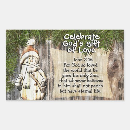 Celebrate Gods Gift of Love John 316 Christmas Rectangular Sticker