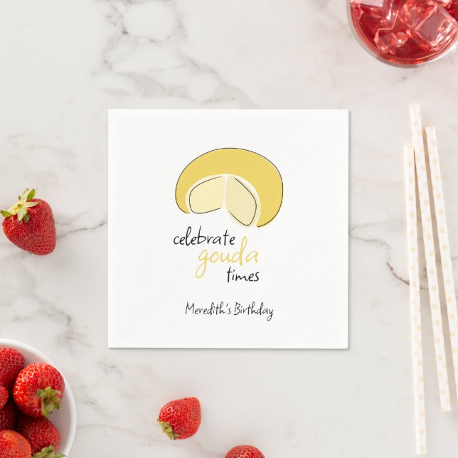 Celebrate Gouda Times Cheese Wheel Birthday Party Napkins (Insitu)