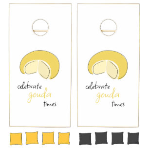 Celebrate Gouda Times Cheese Wheel Funny Pun Cornhole Set