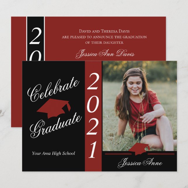 Celebrate Graduate With Photo Invitation (Front/Back)