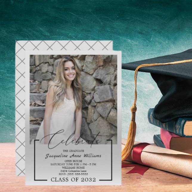 Celebrate Graduating Class of Photo Gray & Black Invitation (Celebrate Graduating Class of Photo Gray & Black Invitation)