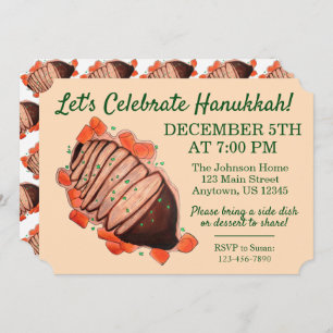 Celebrate Hanukkah Brisket Jewish Holidays Party Invitation