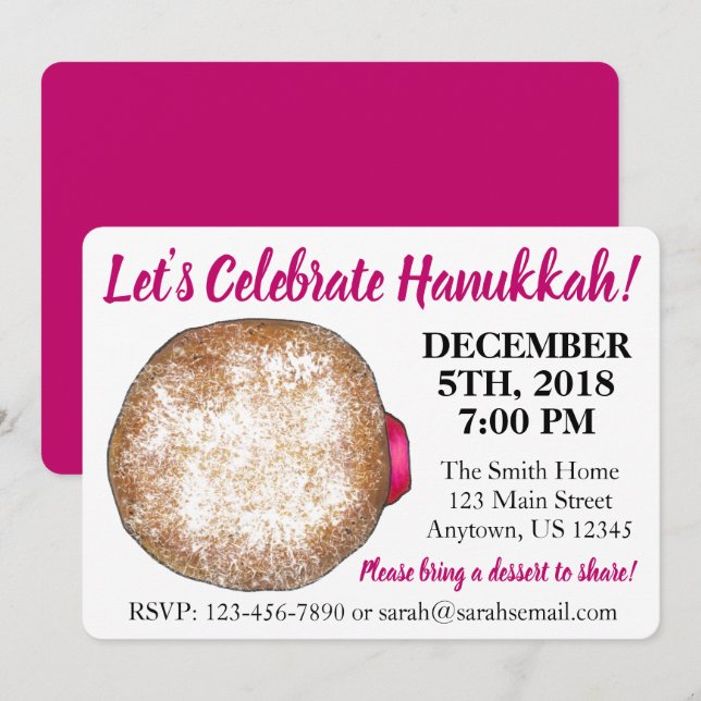 Celebrate Hanukkah Jelly Donut Jewish Holidays Invitation (Front/Back)