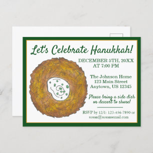 Celebrate Hanukkah Latkes Jewish Holidays Party Invitation Postcard