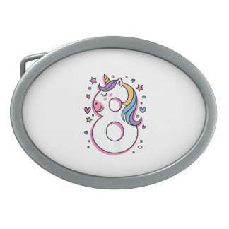 Celebrate Happy 8 Years Old Birthday Party For Gir Belt Buckle