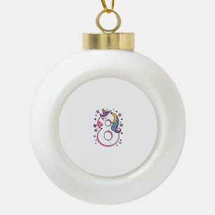 Celebrate Happy 8 Years Old Birthday Party For Gir Ceramic Ball Christmas Ornament